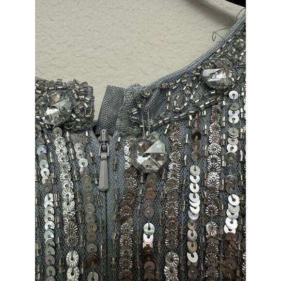 Mac Duggal Platinum Sleeveless Sequin Floor-Length Dress Size 12 Style 4963 - Picture 10 of 12